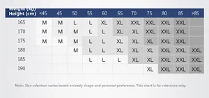 Size guide for men's camo mesh bodysuit with height and weight reference chart