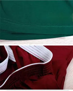 Detail view of wide hem and elastic waistband on men's modal sleep shorts