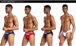 Slips pour hommes en coton taille basse en bleu marine, rouge, noir et blanc