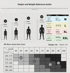 Size guide for men's cotton boxers with weight, height, and waist measurement parameters