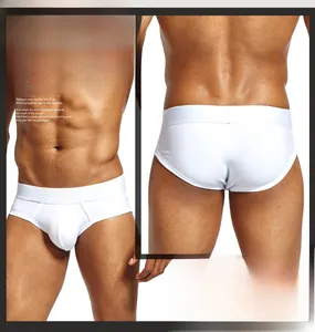 Vue avant et arrière de slips en coton blanc pour hommes avec taille élastique large