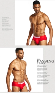 Détail du slip en coton rouge taille basse pour homme avec taille élastique logo