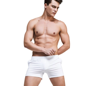 Men's white modal lounge shorts with elastic waistband for comfortable home wear