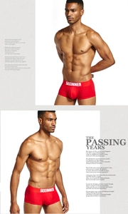 Detail of red men's boxers with SEEINNER branded elastic waistband in high-quality cotton