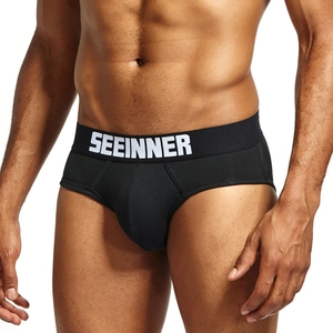 Slip sexy en coton noir pour homme avec large ceinture élastique logo pour le quotidien