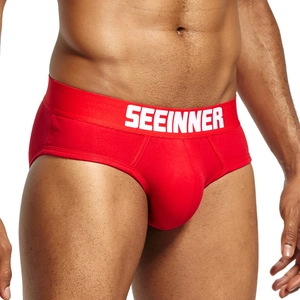 Slip homme en coton rouge de haute qualité avec large ceinture élastique et poche 3D