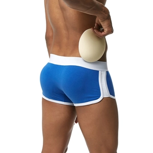 Boxer da uomo blu reale con elastico bianco in vita e imbottitura push-up rimovibile glutei