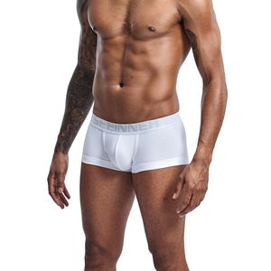 Detail shot of the elastic waistband with SEEINNER logo on white cotton boxer briefs