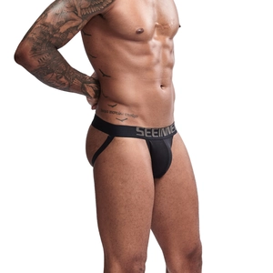 SEEINNER Sous-vêtements Sexy Jockstrap en Coton pour Hommes Respirant Soutien Athlétique Slip Sport Taille Basse Remonte-fesses