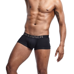 Premium black cotton boxer briefs for men with elastic waistband and snug fit design