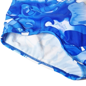 Maillot de bain pour homme avec imprimé vagues bleu et blanc en tissu élastique