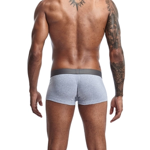Detailed back view of men's premium cotton boxer briefs in heather grey