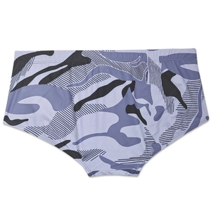 Sexy Herren Kastenbadehose mit blauem Camouflage-Muster aus schnell trocknendem Stoff