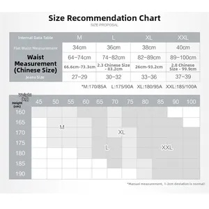 Men's geometric swim briefs size chart with waist measurements and height-weight guide