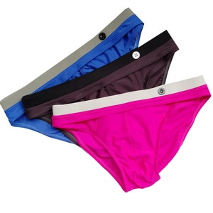 Men's stylish quick-dry swim briefs in a 3-pack set with contrasting waistbands