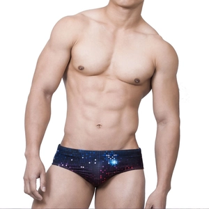 Maillot de Bain Homme Impression Numérique Pixel Mosaïque Taille Basse Séchage Rapide Nylon Stretch Pour Plage Fête Piscine