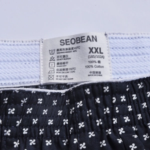 Detail view of cotton boxer shorts with size XXL label and quality stitching details