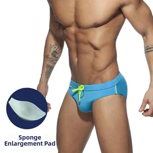 Men Swim Briefs Low Waist Padded Sexy Rainbow Pride Beachwear Nylon Spandex Athletic Swimsuit For Men