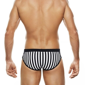 Herren Slip mit niedriger Taille in klassisch schwarz-weiß vertikal gestreiften Design