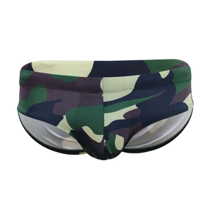 Men's sexy camouflage swim briefs with elastic waistband in jungle print design