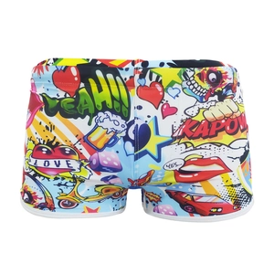 Maillot de bain pour hommes avec imprimé pop art coloré et taille élastique confortable