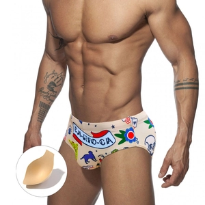 Maillot de Bain Homme Taille Basse Séchage Rapide Respirant Slip de Bain Avec Rembourrage Amovible Imprimé Tatouage Graffiti Plage Sport