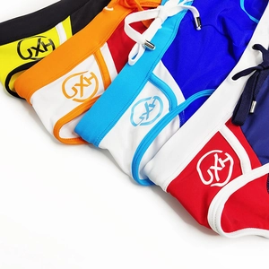 Collection of men's sexy contrast swim briefs with GXH logo and metal-tipped drawstrings