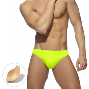 Men Sexy Triangle Swim Trunks Polyester Spandex Quick Dry Removable Protective Cup Beach Pool Summer Solid Color For Men Elastic Low Waist