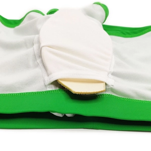 Detail of men's swim trunks with U-convex pouch and removable protective cup padding
