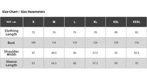 Size chart for men's plaid cotton shirt showing measurements for S to 3XL in CM