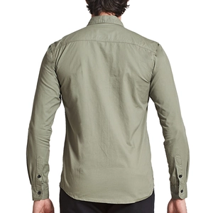 Camicia casual da uomo in cotone verde oliva a maniche lunghe vista posteriore