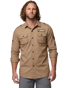 Chemise Militaire Homme 100% Coton Manches Longues Chemise de Travail Tactique avec Épaulettes et Poches Doubles Haut Décontracté