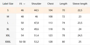 Size chart for men's waffle polo shirt including chest and shoulder measurements