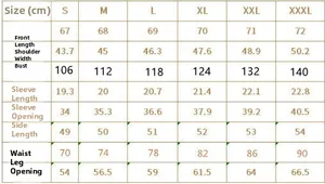 Detailed size chart for men polo short set showing measurements from S to XXXL sizes