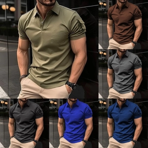 Men's slim fit short sleeve polo shirt with arm pocket available in six colors