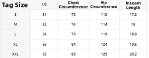 Detailed size chart for men's summer vacation set including waist and hip measurements