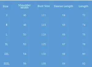 Detailed size chart for men's long sleeve shirt and trousers beach set from S to 3XL