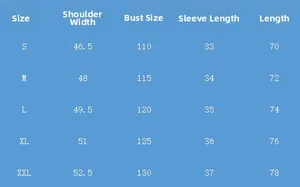 Tableau des tailles de S à XXL pour ensemble chemise décontractée homme et pantalon