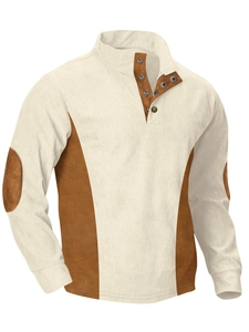 Detalle de textura de pana y parches de ante en los codos para sudadera de hombre