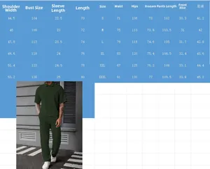 Detailed size chart for men's jacquard texture polo shirt and pants casual two-piece set