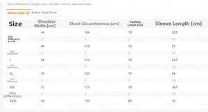 Detailed size chart for men's 3D print polo shirt set including S to XXXL measurements