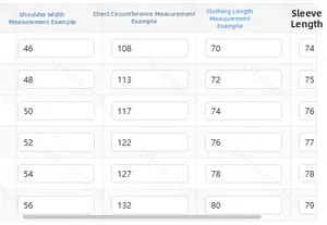 Size chart showing chest and shoulder measurements for outdoor tactical sweatshirt