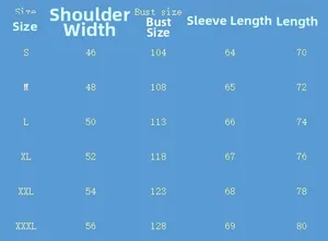 Detailed size chart for men's textured long sleeve polo shirt and pants tracksuit set