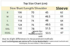 Size chart for men's polo set with bust, length, shoulder, and sleeve measurements in cm