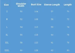 Detailed size chart for men's long sleeve polo shirt showing measurements from S to 3XL