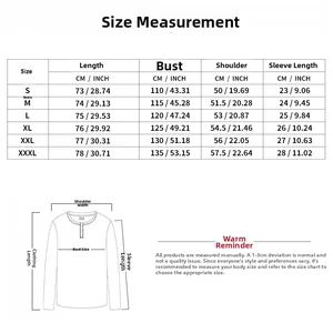 Tabla de tallas de camisa de lino para hombre con medidas de S a 3XL en centímetros y pulgadas