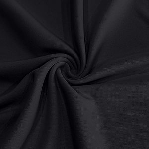 Macro texture of black breathable Henley shirt fabric showing flexible micro-mesh fibers