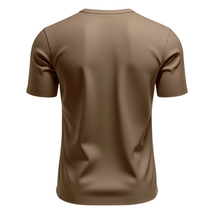 Back view of brown Henley shirt with smooth fabric texture and professional stitching
