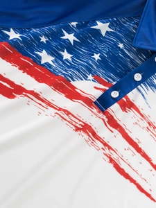 Men's quick-dry polo shirt featuring a 3D artistic American flag print and lapel collar