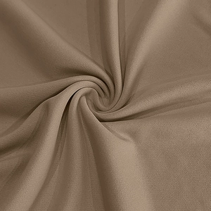 Macro detail of breathable textured knit fabric on brown short sleeve Henley shirt